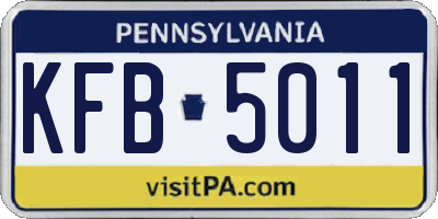 PA license plate KFB5011