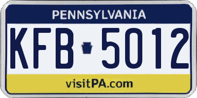 PA license plate KFB5012