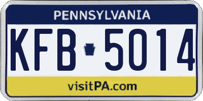 PA license plate KFB5014