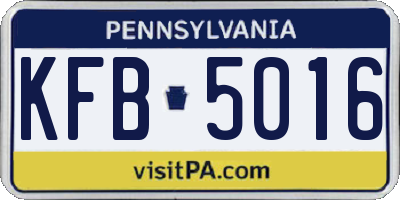 PA license plate KFB5016