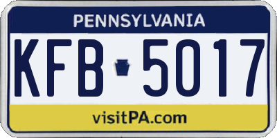 PA license plate KFB5017