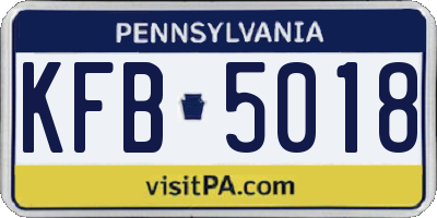 PA license plate KFB5018