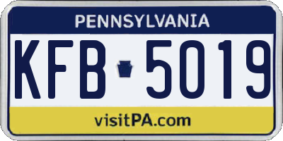 PA license plate KFB5019