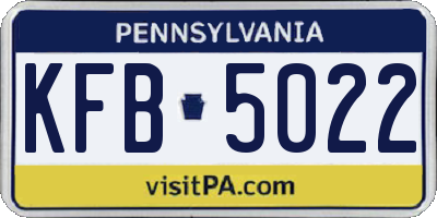 PA license plate KFB5022