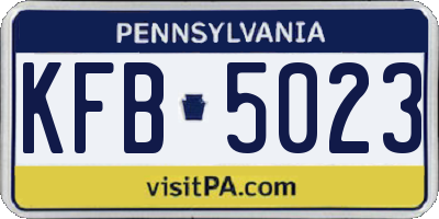 PA license plate KFB5023
