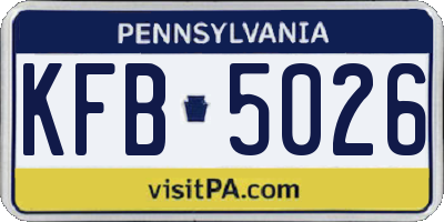 PA license plate KFB5026