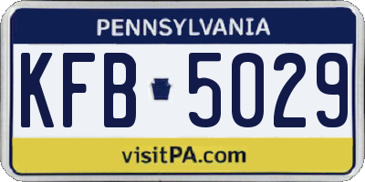 PA license plate KFB5029