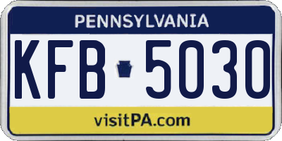 PA license plate KFB5030