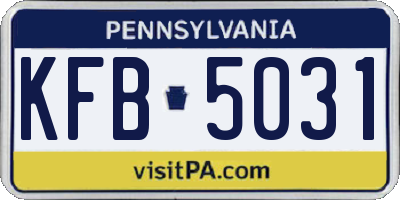 PA license plate KFB5031