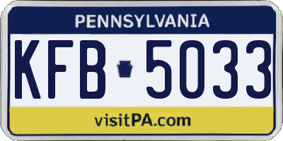 PA license plate KFB5033