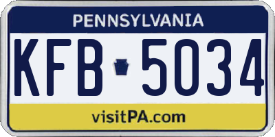 PA license plate KFB5034