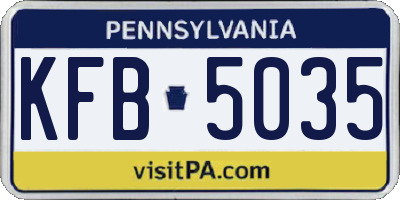 PA license plate KFB5035