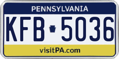 PA license plate KFB5036