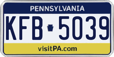 PA license plate KFB5039