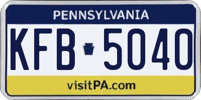 PA license plate KFB5040