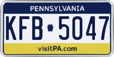 PA license plate KFB5047