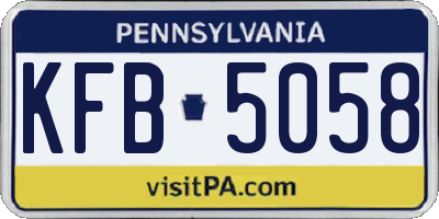 PA license plate KFB5058