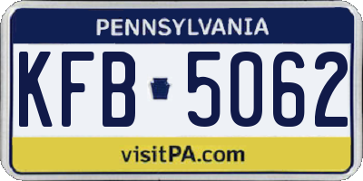 PA license plate KFB5062