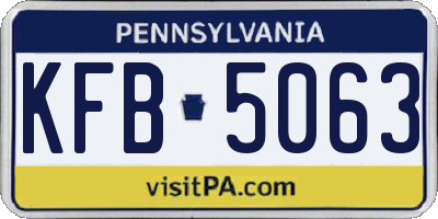 PA license plate KFB5063