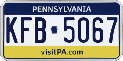 PA license plate KFB5067