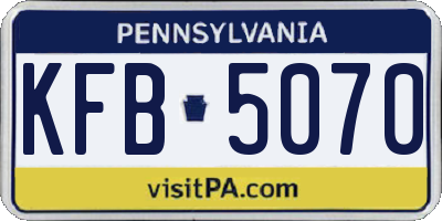 PA license plate KFB5070