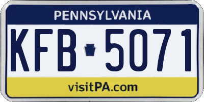 PA license plate KFB5071
