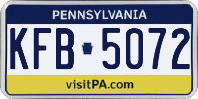 PA license plate KFB5072