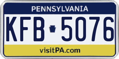 PA license plate KFB5076