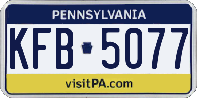 PA license plate KFB5077