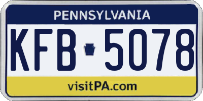 PA license plate KFB5078