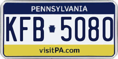 PA license plate KFB5080