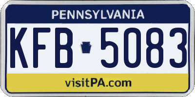 PA license plate KFB5083