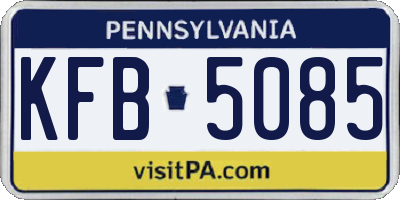 PA license plate KFB5085