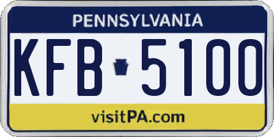 PA license plate KFB5100