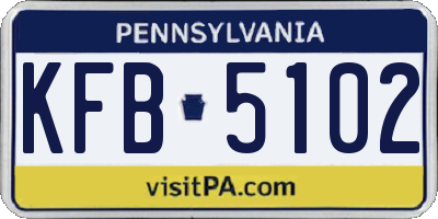 PA license plate KFB5102