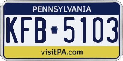 PA license plate KFB5103