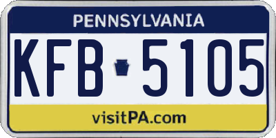 PA license plate KFB5105