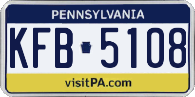 PA license plate KFB5108