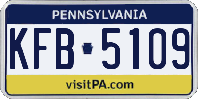 PA license plate KFB5109