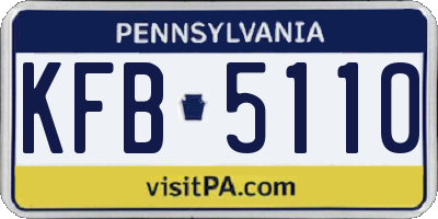 PA license plate KFB5110