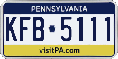 PA license plate KFB5111