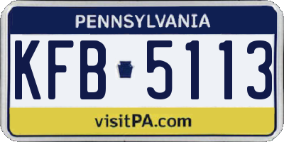 PA license plate KFB5113