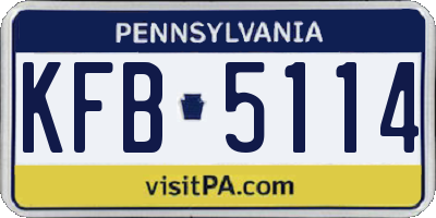PA license plate KFB5114