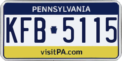 PA license plate KFB5115