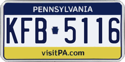 PA license plate KFB5116