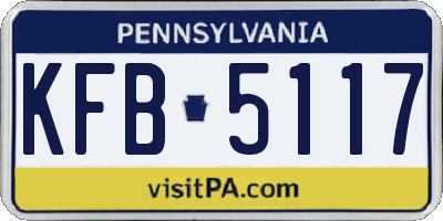 PA license plate KFB5117