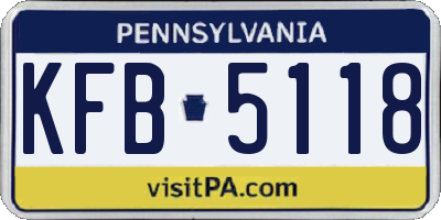 PA license plate KFB5118