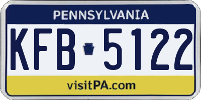 PA license plate KFB5122
