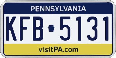 PA license plate KFB5131