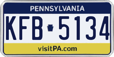 PA license plate KFB5134